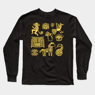 Aztec ancient animal symbol Long Sleeve T-Shirt